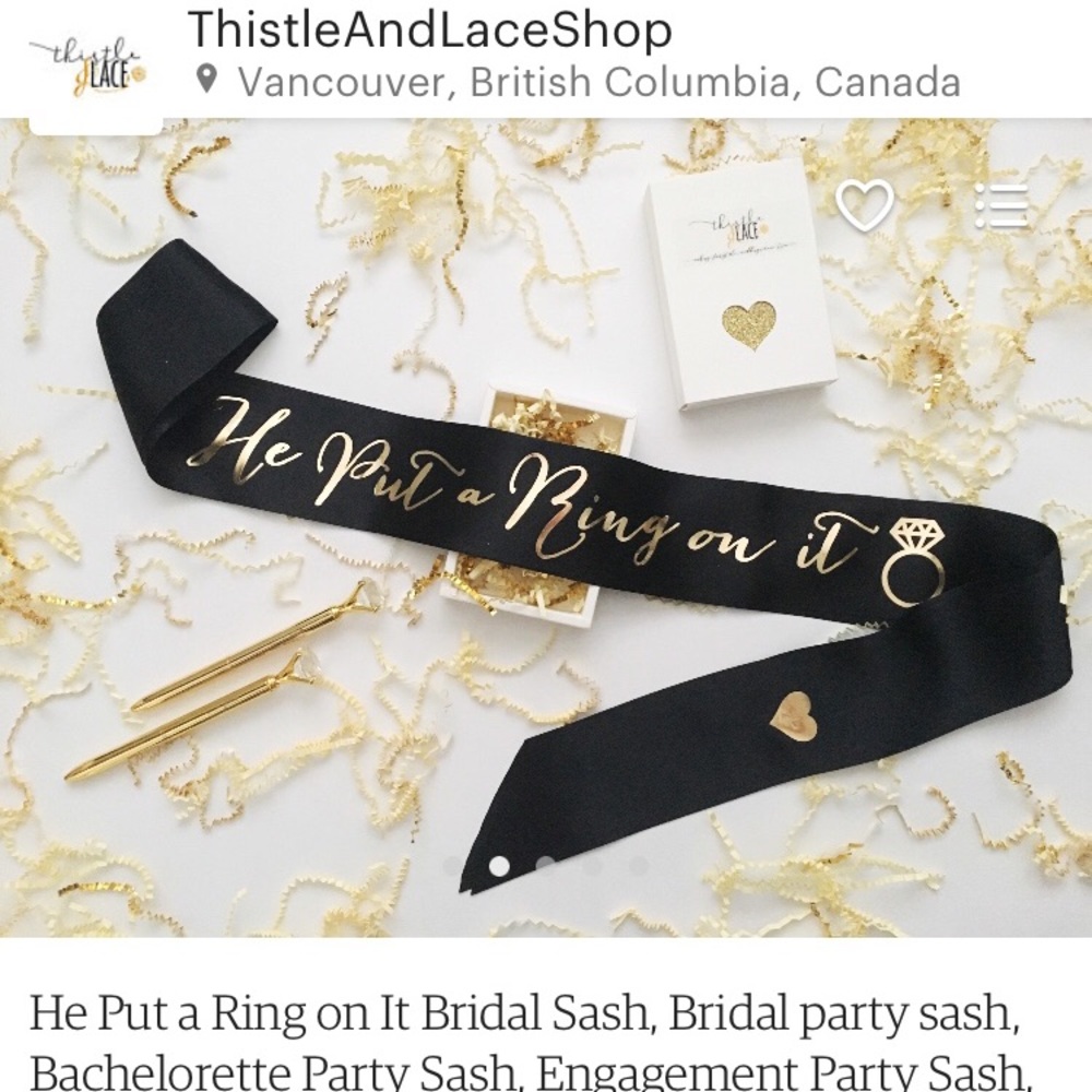 “He Put a Ring on it” Black Bachelorette Sash